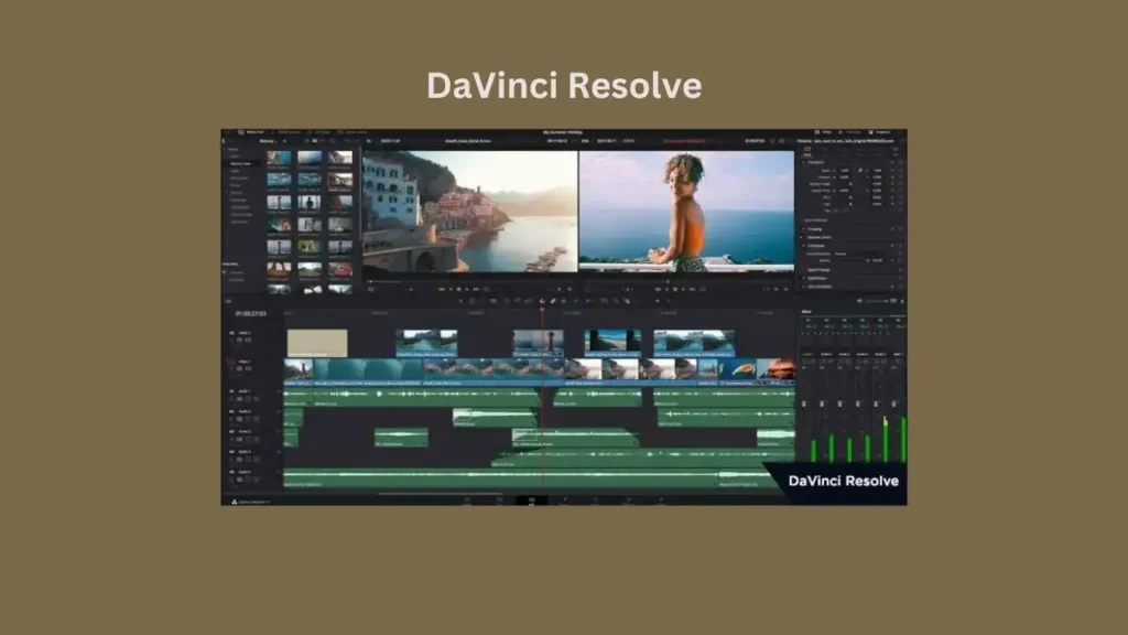 واجهة برنامج تحرير الفيديو DaVinci Resolve