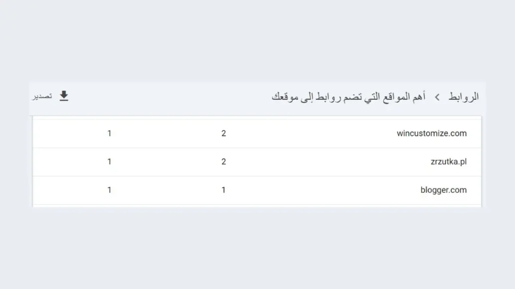 تقرير التحقق من الروابط في gsc